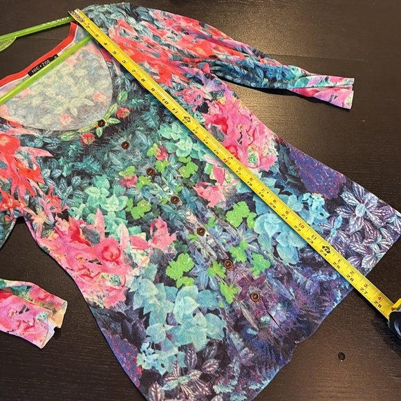 NIC + ZOE printed floral button up cotton blend cardigan size M - Picture 8 of 8